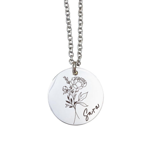 BIRTH FLOWER NAME NECKLACE - Avy + Tay