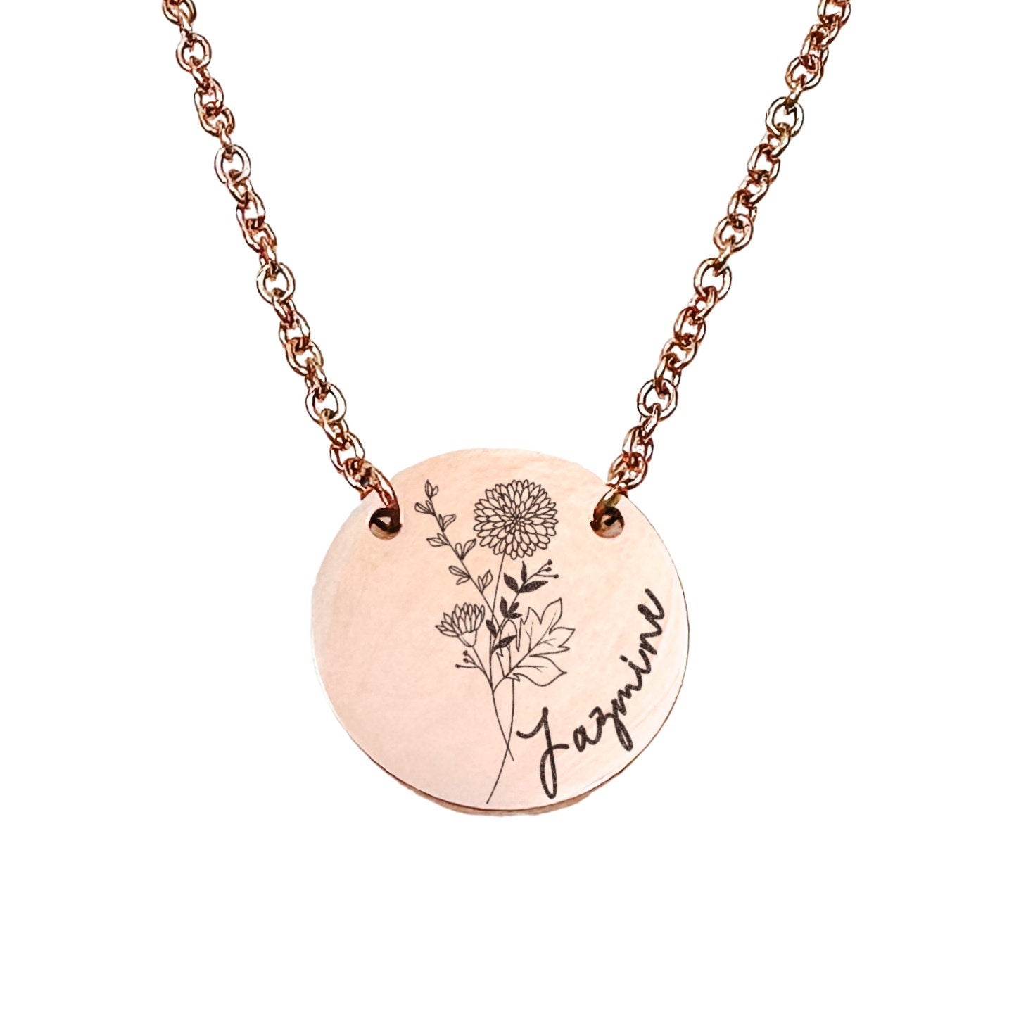 BIRTH FLOWER + NAME NECKLACE - Avy + Tay