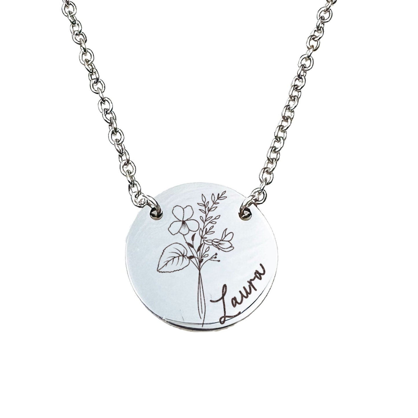 BIRTH FLOWER + NAME NECKLACE - Avy + Tay