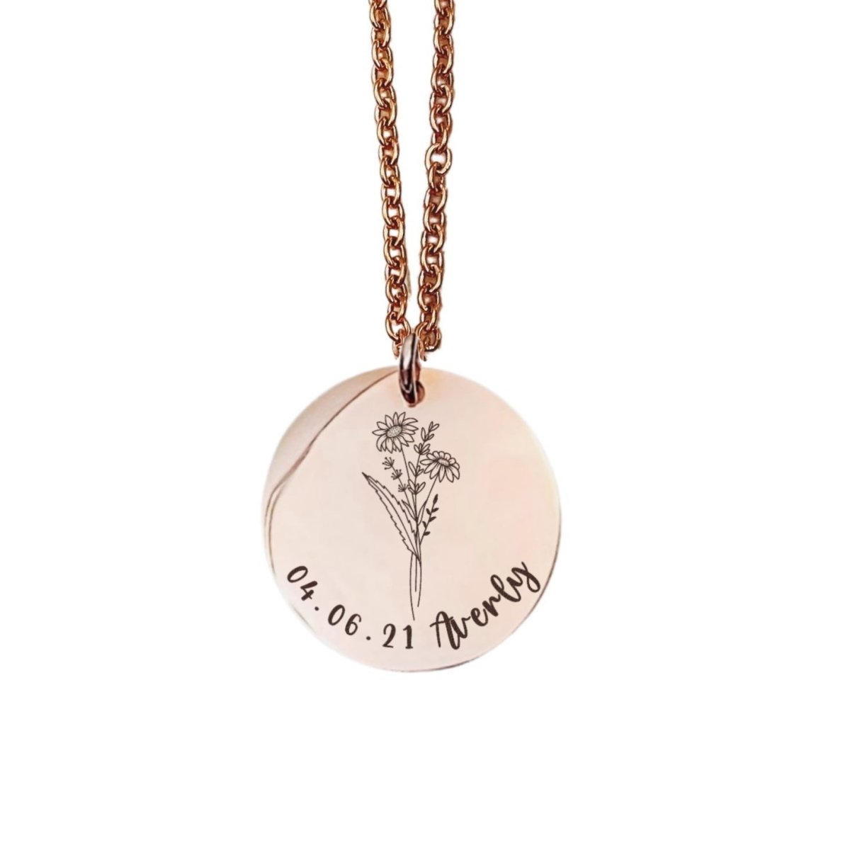 BIRTH FLOWER TEXT NECKLACE - Avy + Tay