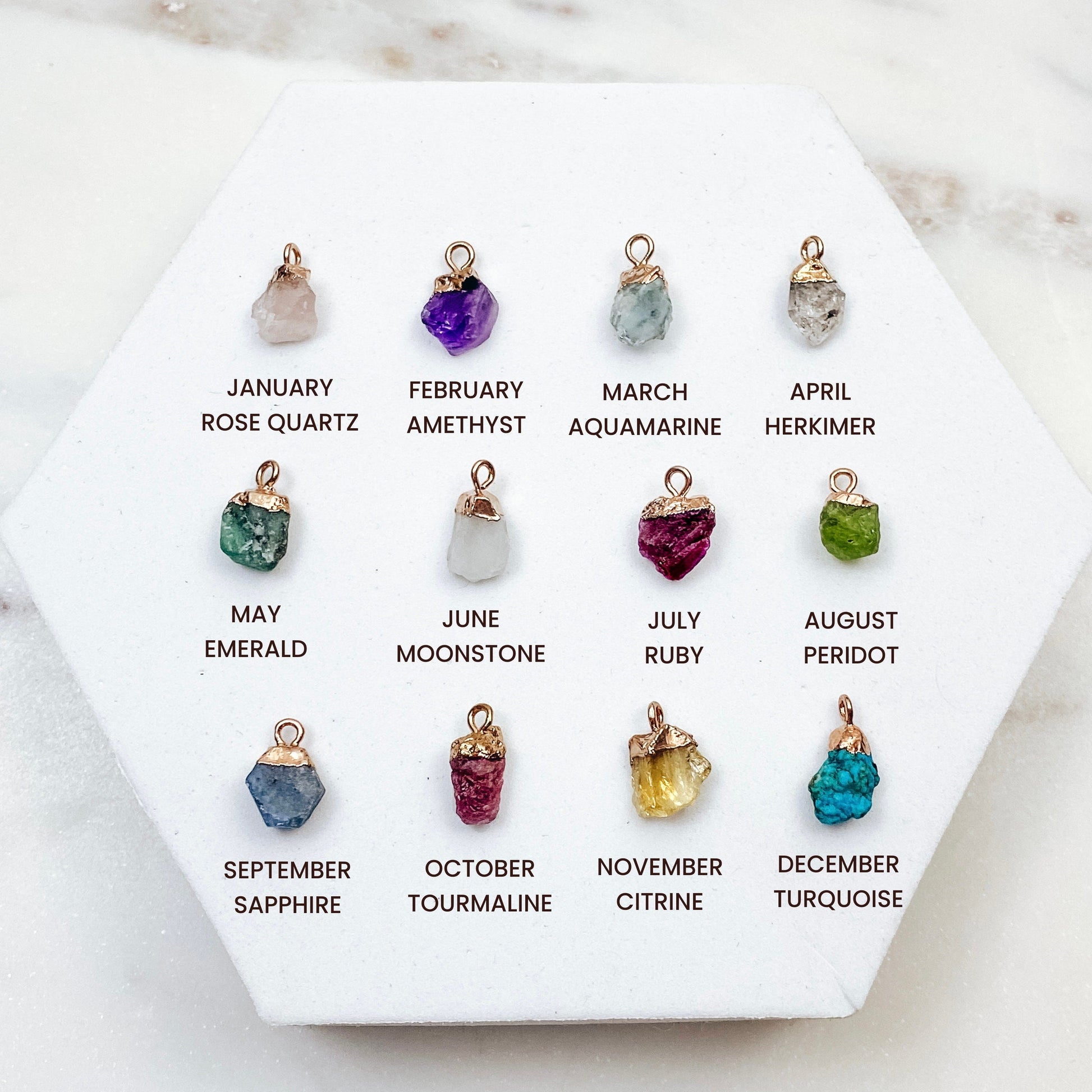 BIRTH STATS + RAW BIRTHSTONE NECKLACE - Avy + Tay