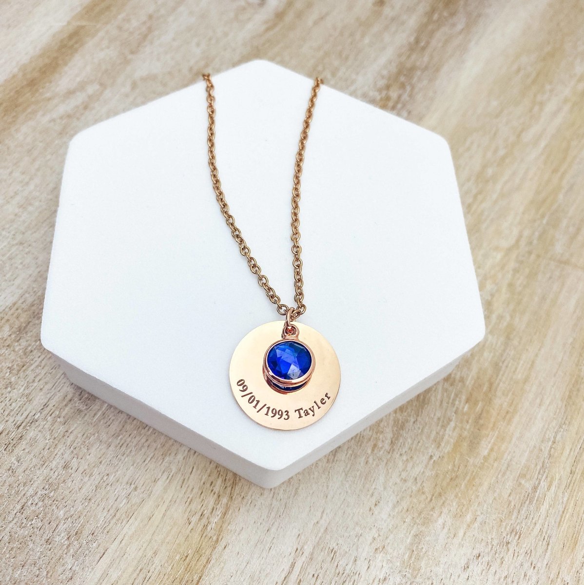 BIRTHSTONE NAME NECKLACE - Avy + Tay