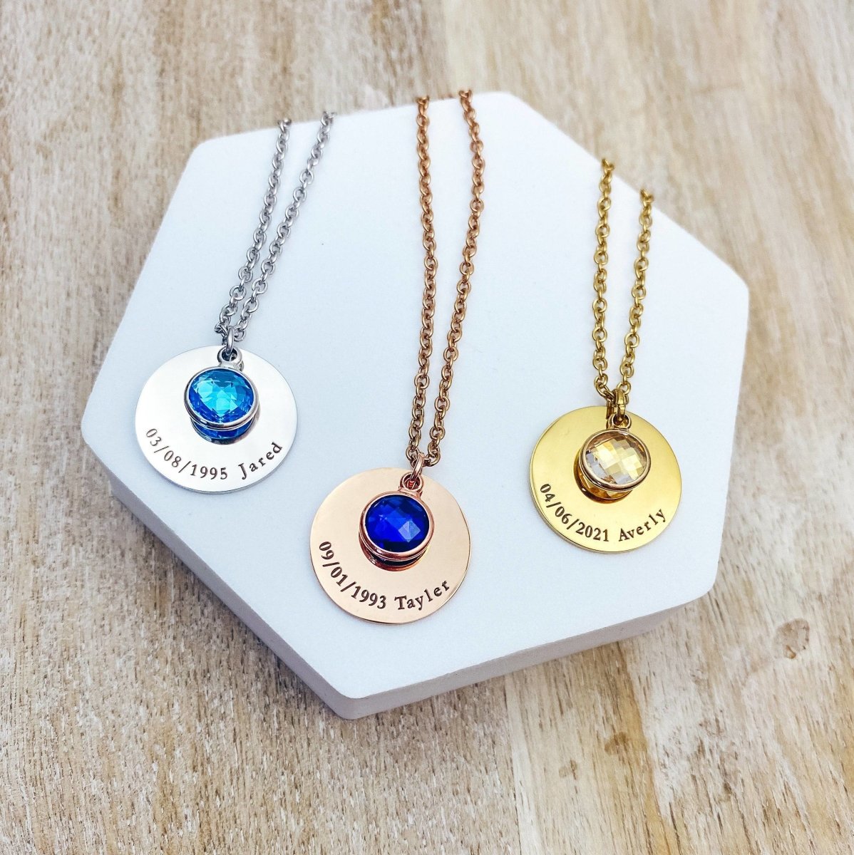 BIRTHSTONE NAME NECKLACE - Avy + Tay