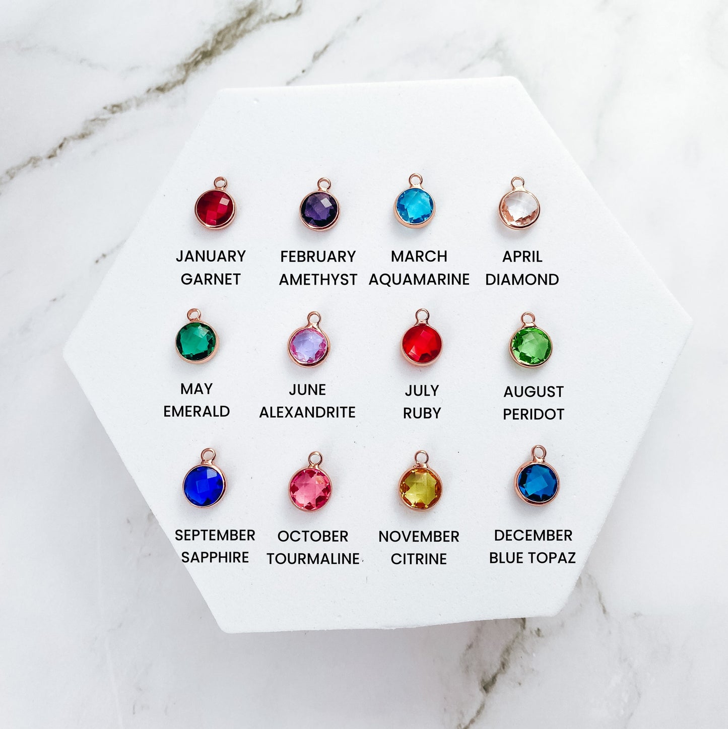 BIRTHSTONE + TEXT KEYCHAIN - Avy + Tay