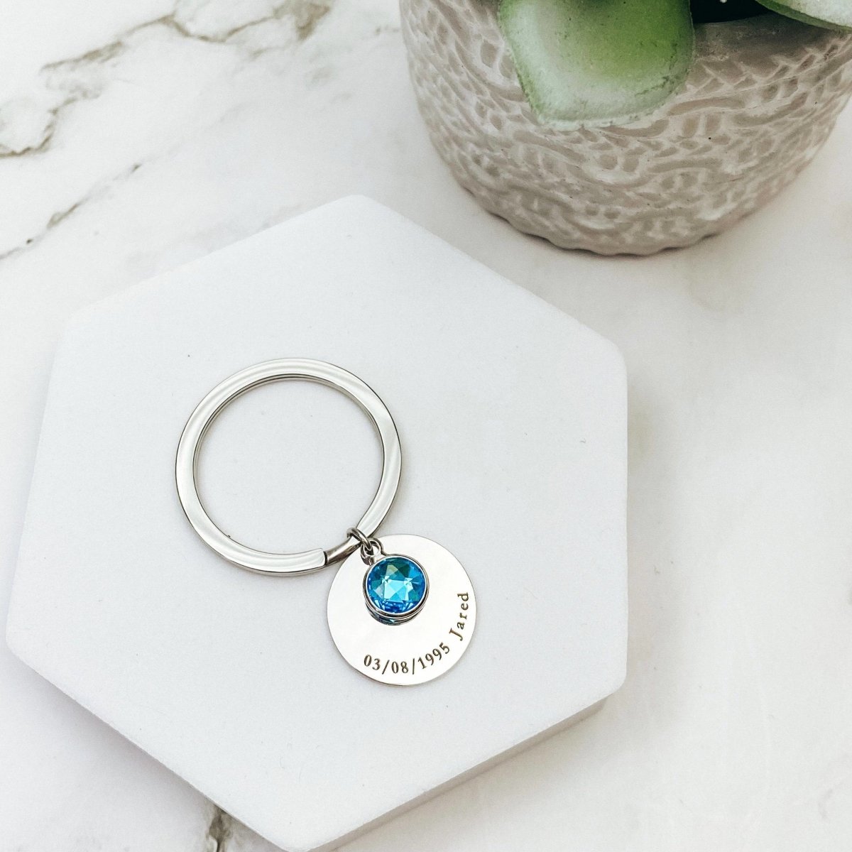 BIRTHSTONE TEXT KEYCHAIN - Avy + Tay