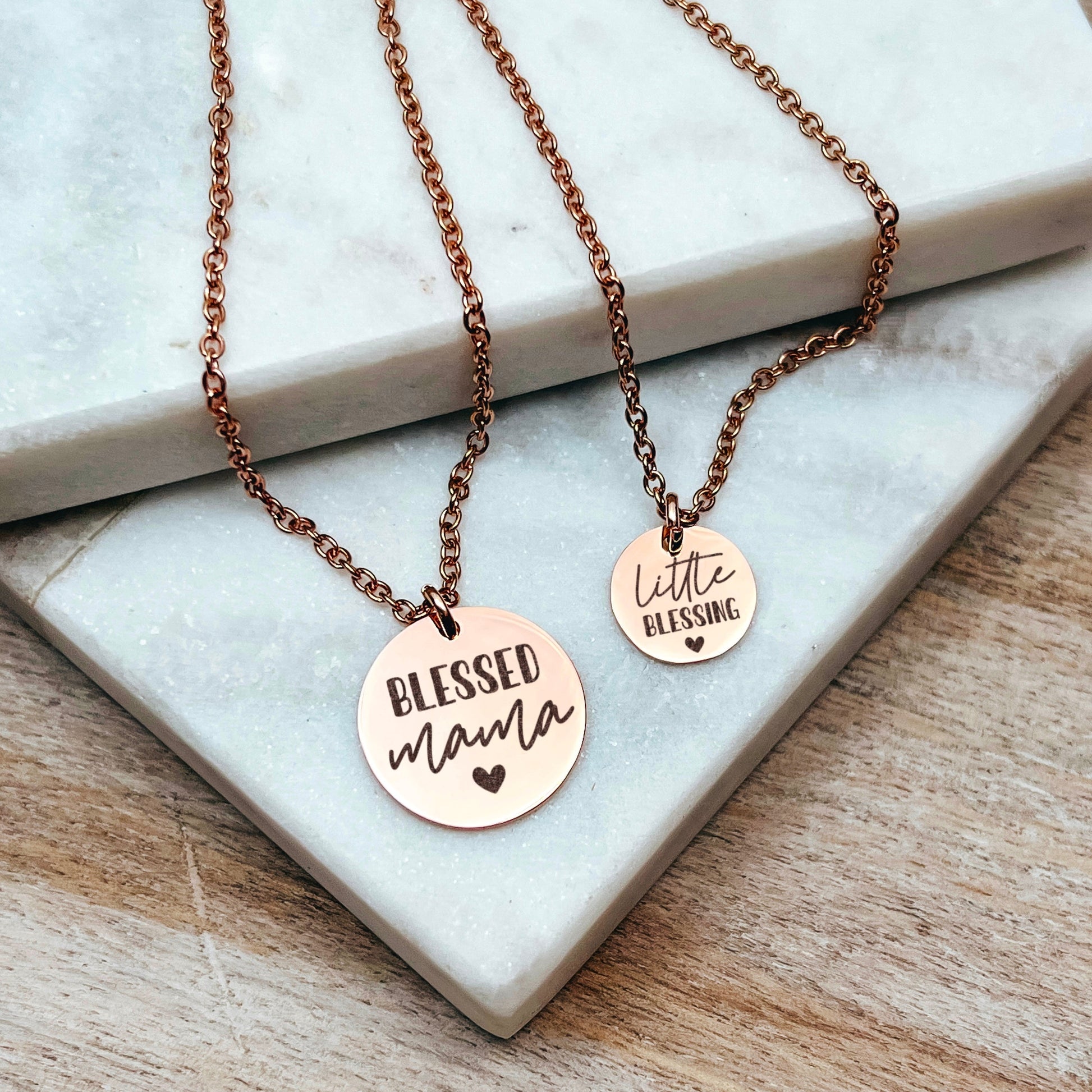 BLESSED MAMA MOMMY + ME NECKLACE SET - Avy + Tay