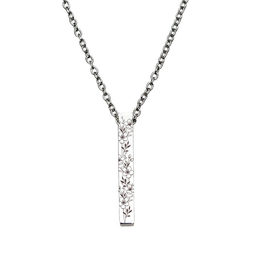 COMBINED BIRTH FLOWER 3D BAR NECKLACE - Avy + Tay