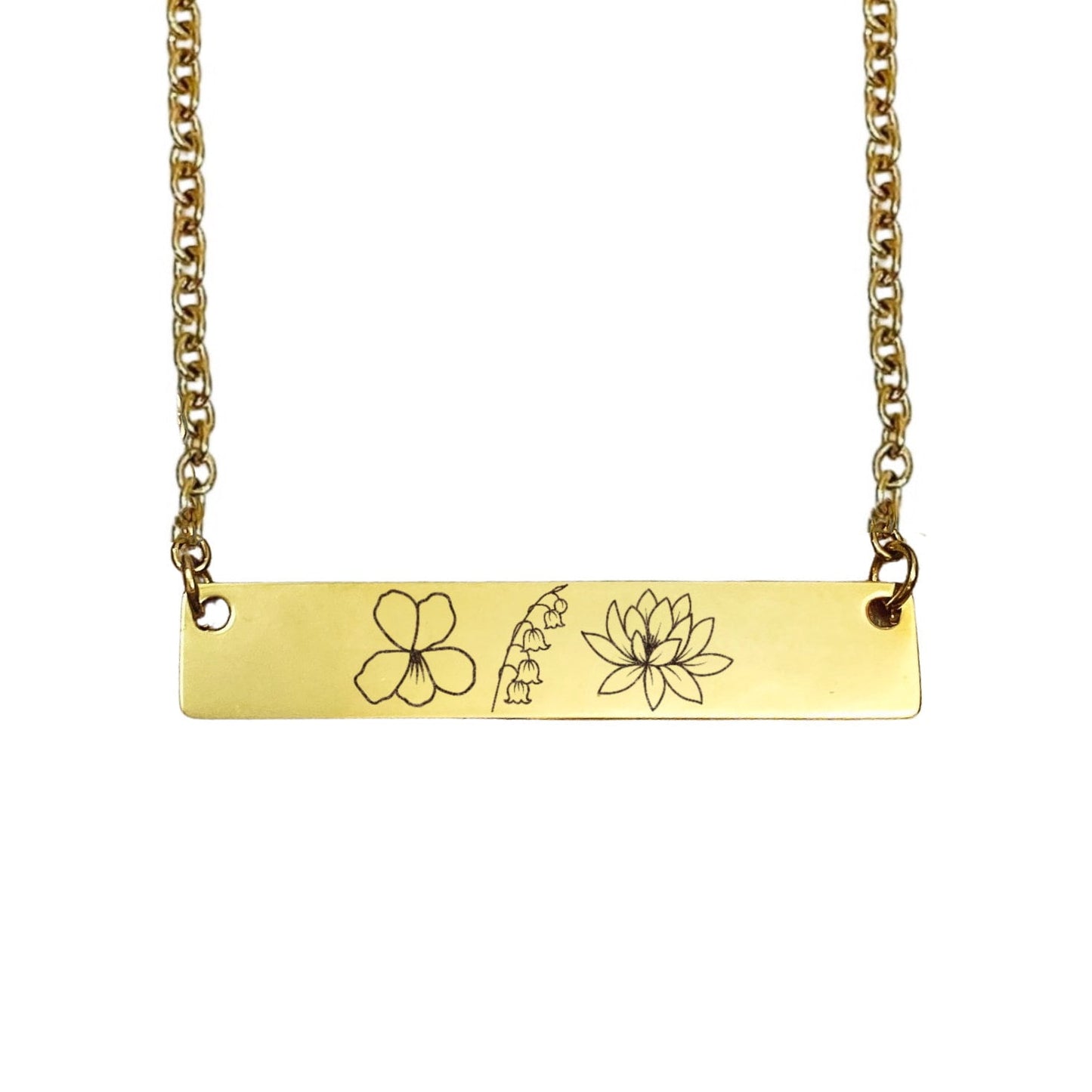 COMBINED BIRTH FLOWER BAR NECKLACE - Avy + Tay