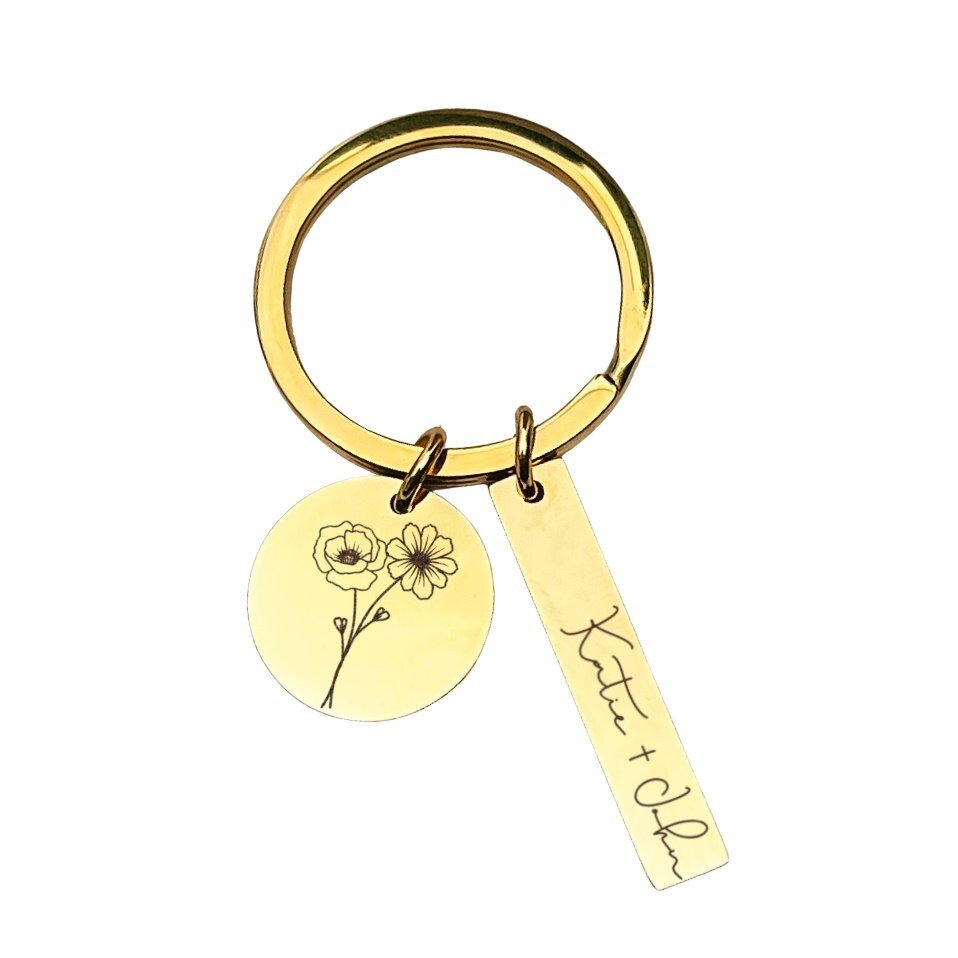 COMBINED BIRTH FLOWER BOUQUET KEYCHAIN - Avy + Tay