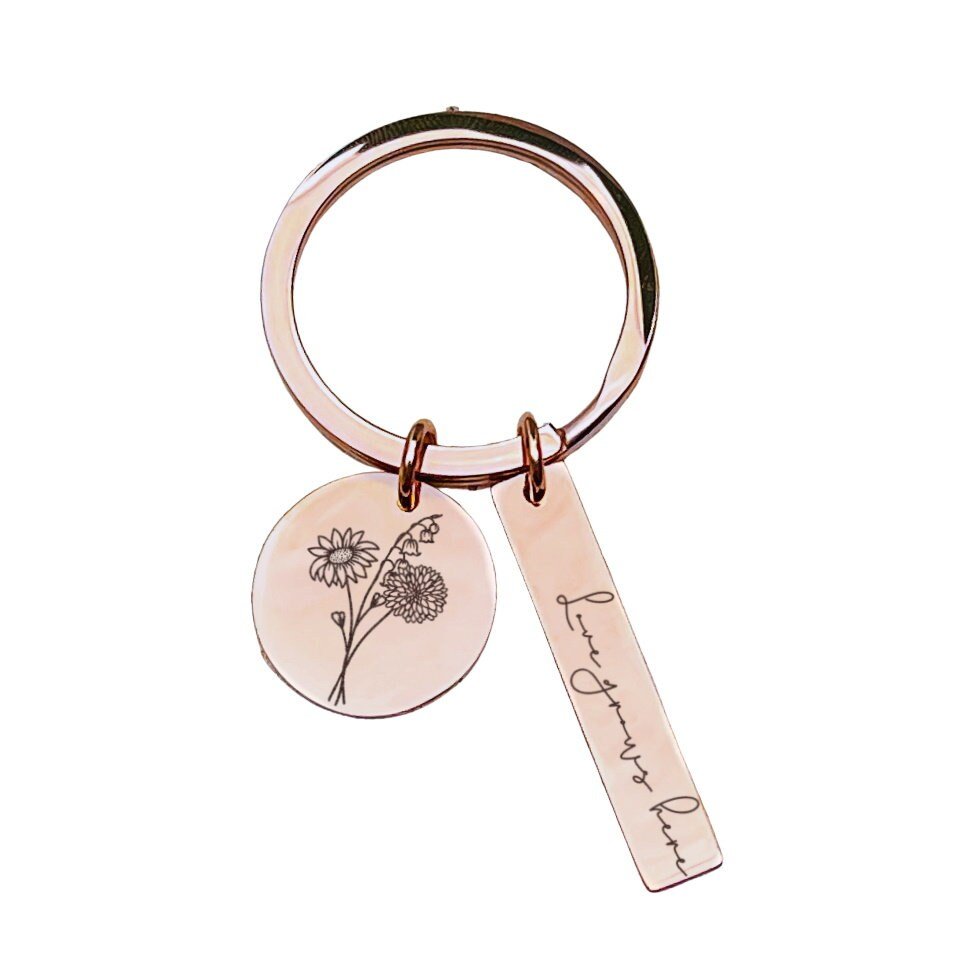 COMBINED BIRTH FLOWER BOUQUET KEYCHAIN - Avy + Tay