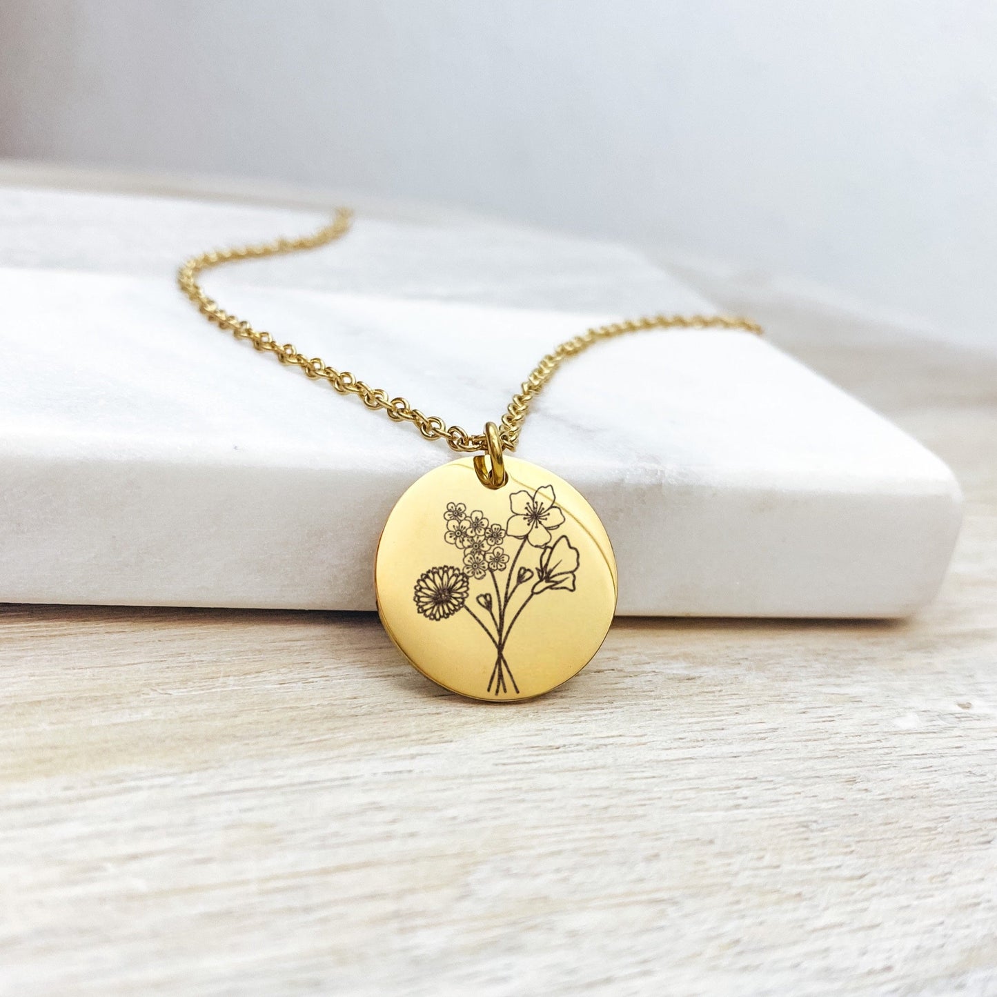 COMBINED BIRTH FLOWER BOUQUET NECKLACE - Avy + Tay