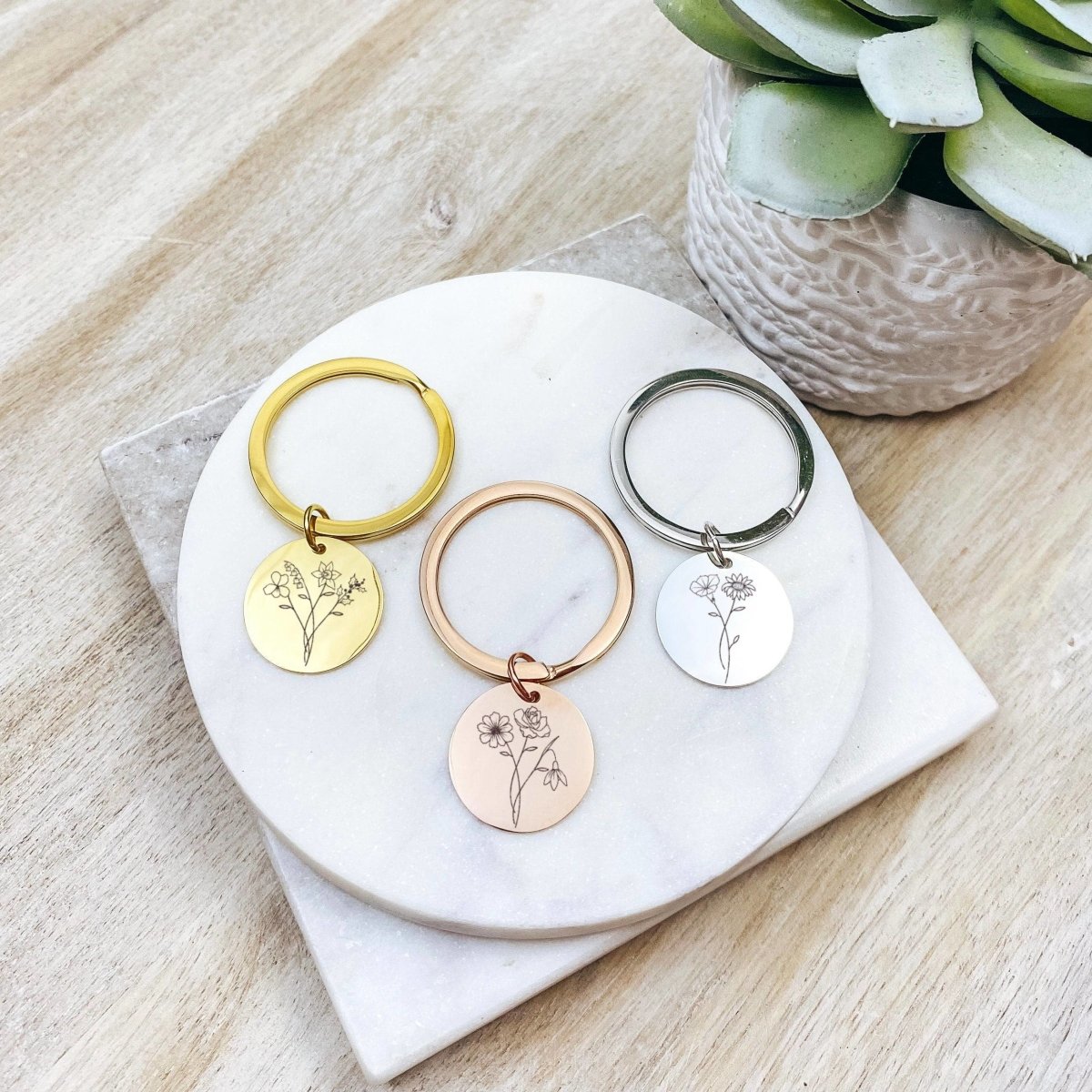 COMBINED BIRTH FLOWER KEYCHAIN - Avy + Tay