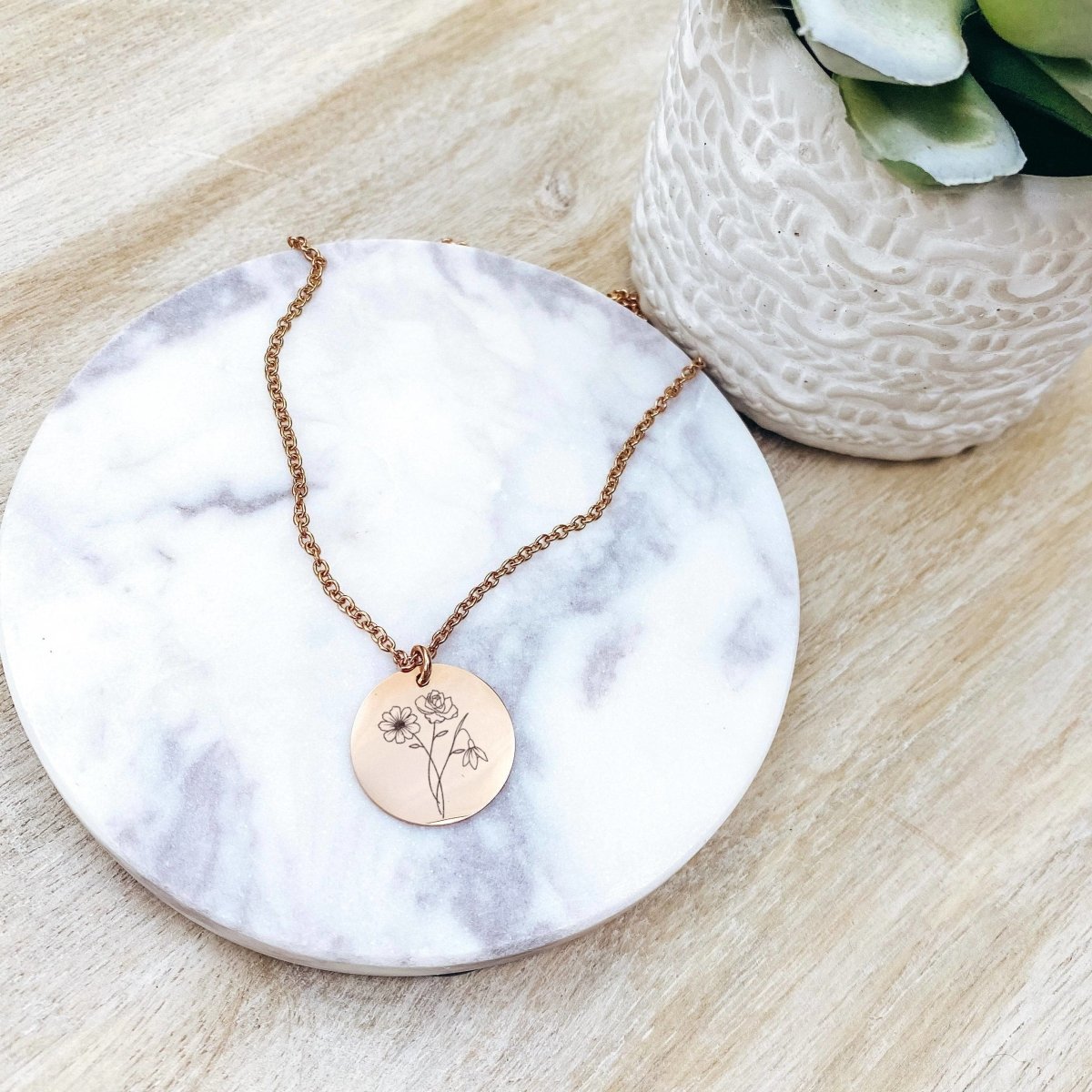 COMBINED BIRTH FLOWER NECKLACE - Avy + Tay