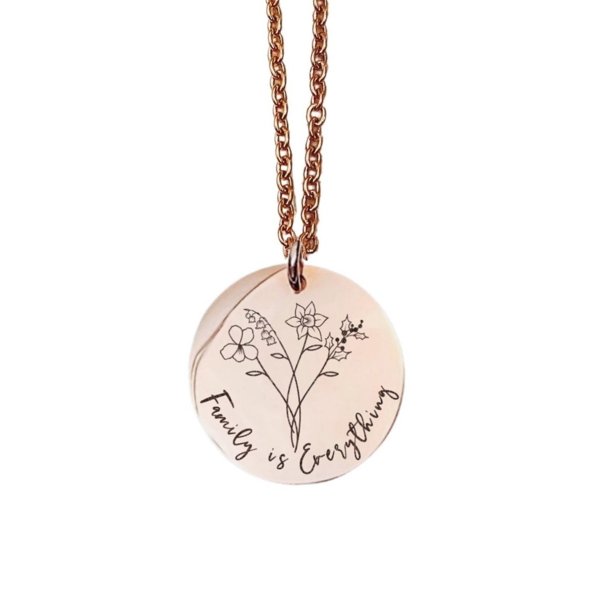 COMBINED BIRTH FLOWER TEXT NECKLACE - Avy + Tay