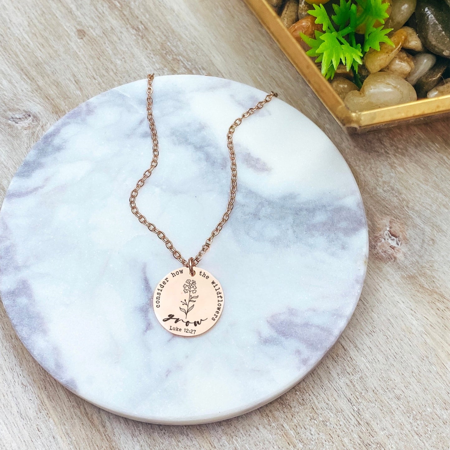 CONSIDER HOW THE WILDFLOWERS GROW LUKE 12:27 NECKLACE - Avy + Tay