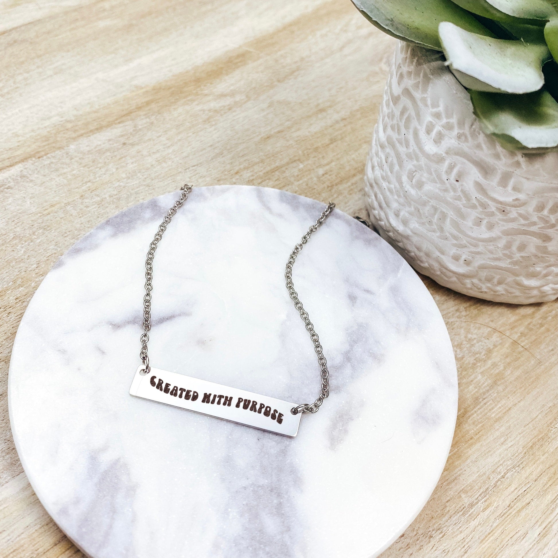 CREATED WITH PURPOSE BAR NECKLACE - Avy + Tay