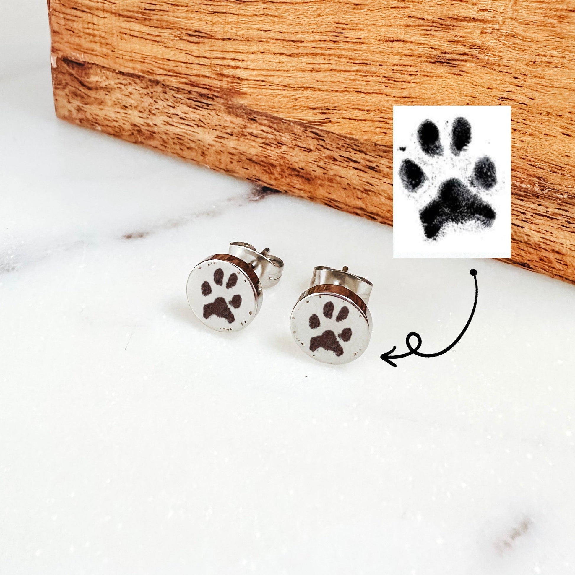 CUSTOM ACTUAL PAW PRINT EARRING STUDS - Avy + Tay