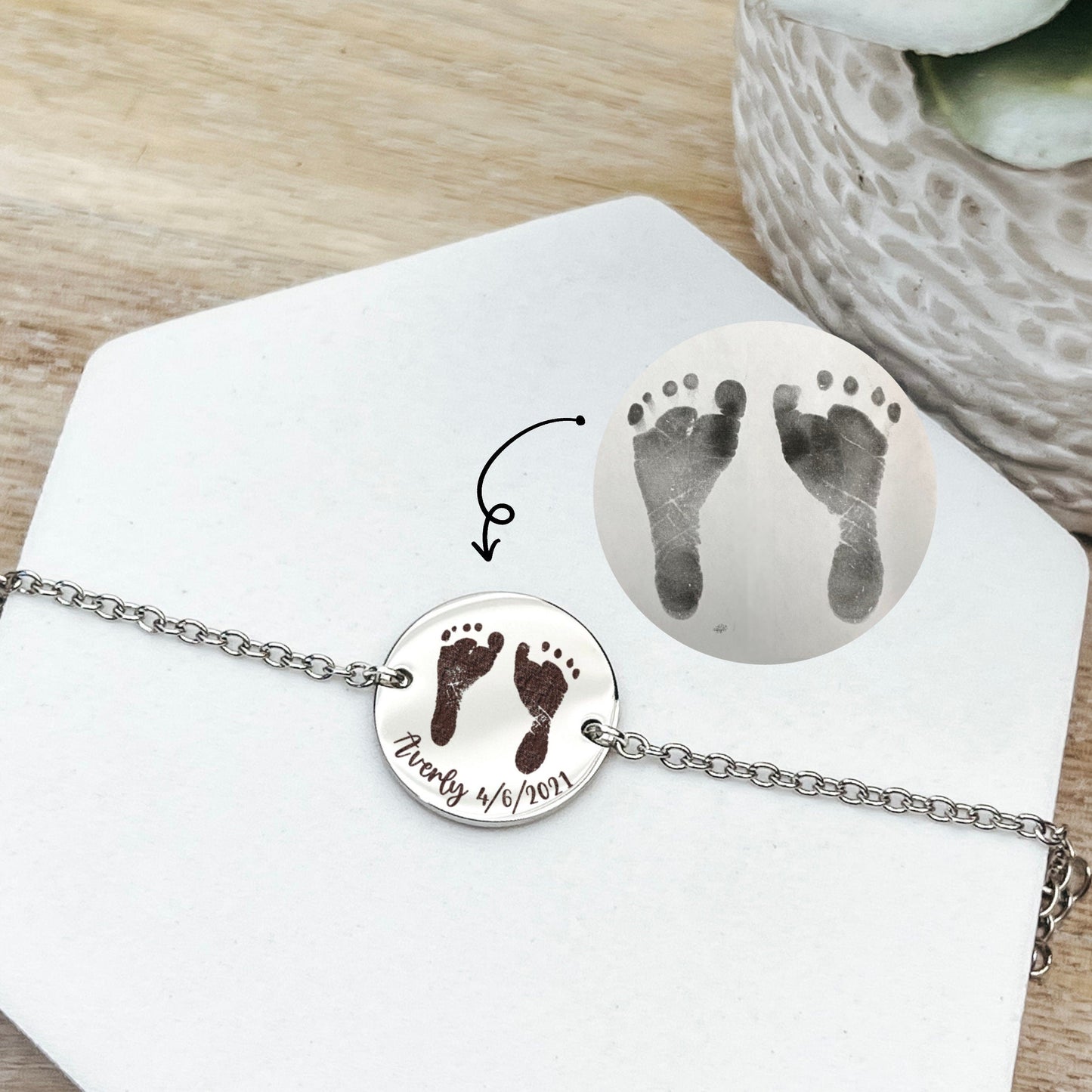 CUSTOM BABY FOOTPRINT BRACELET - Avy + Tay