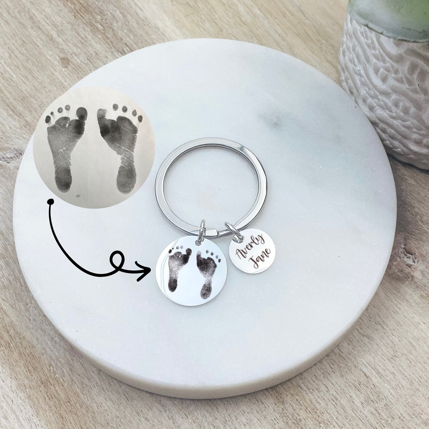 CUSTOM BABY FOOTPRINT KEYCHAIN - Avy + Tay