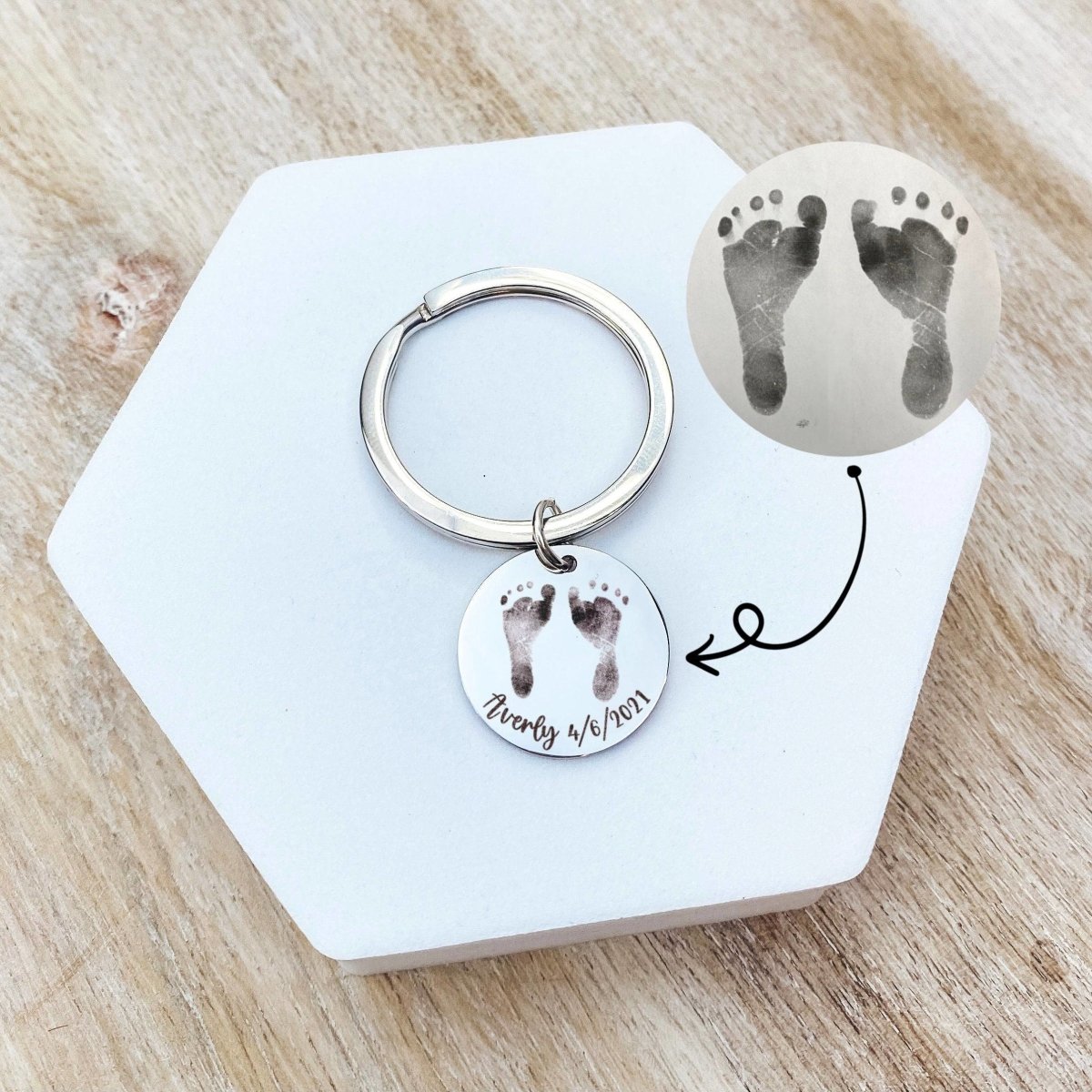 CUSTOM BABY FOOTPRINT KEYCHAIN - Avy + Tay