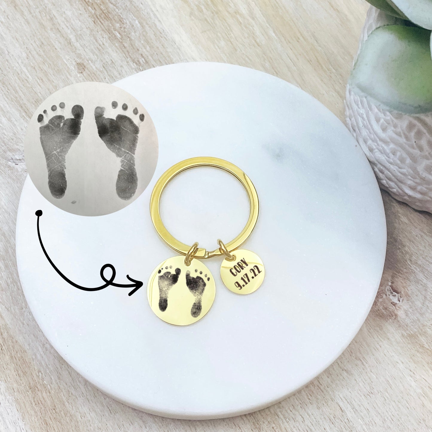 CUSTOM BABY FOOTPRINT KEYCHAIN - Avy + Tay