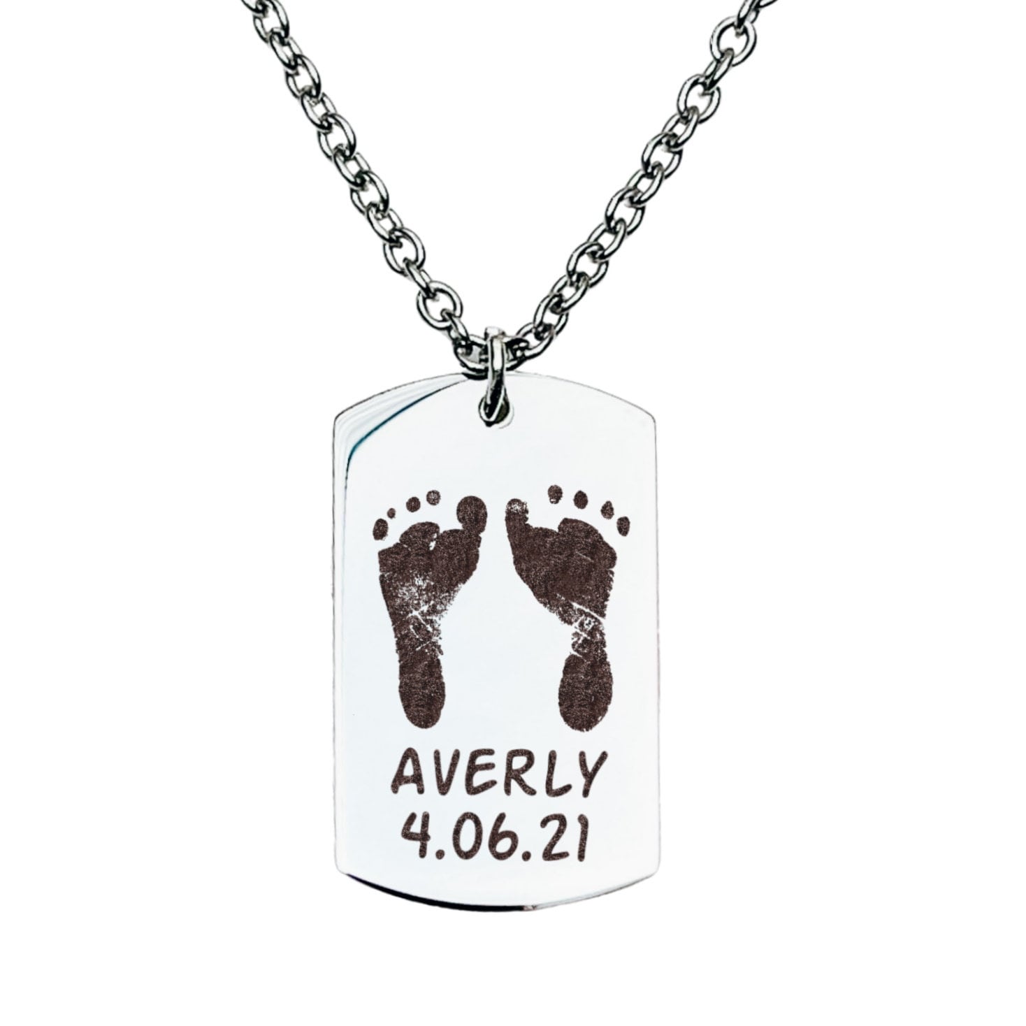 CUSTOM BABY FOOTPRINT NECKACE - Avy + Tay