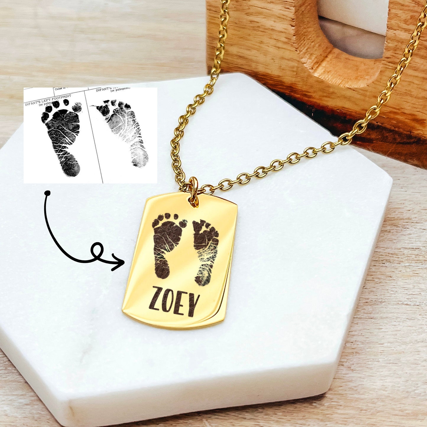 CUSTOM BABY FOOTPRINT NECKACE - Avy + Tay