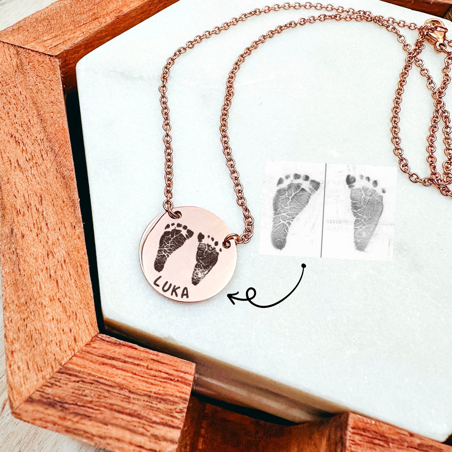 CUSTOM BABY FOOTPRINT NECKLACE - Avy + Tay