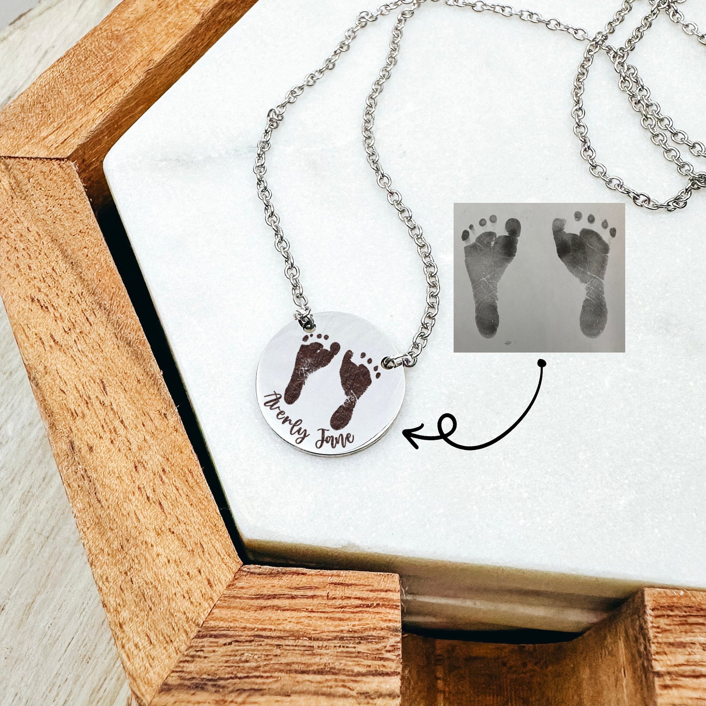 CUSTOM BABY FOOTPRINT NECKLACE - Avy + Tay