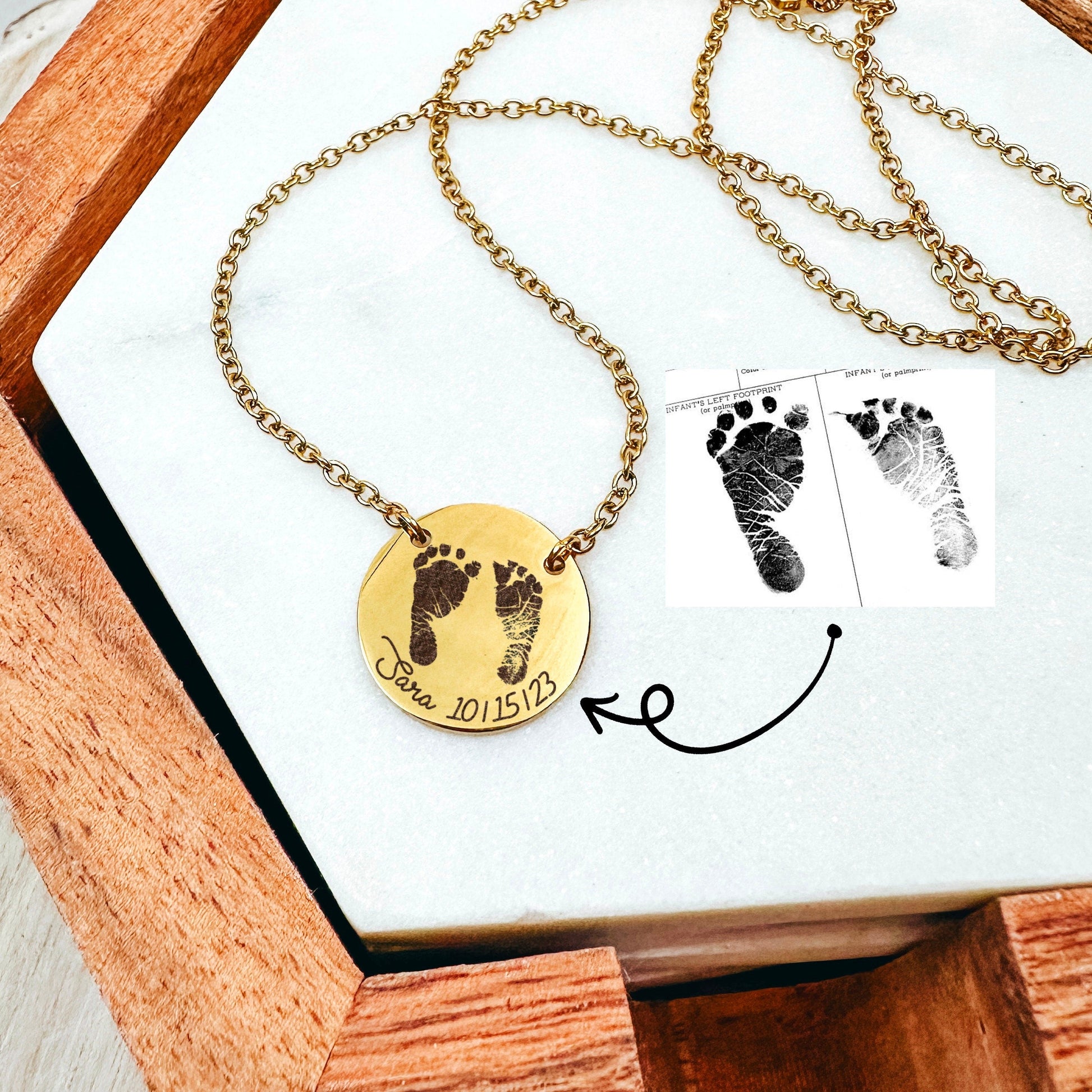 CUSTOM BABY FOOTPRINT NECKLACE - Avy + Tay