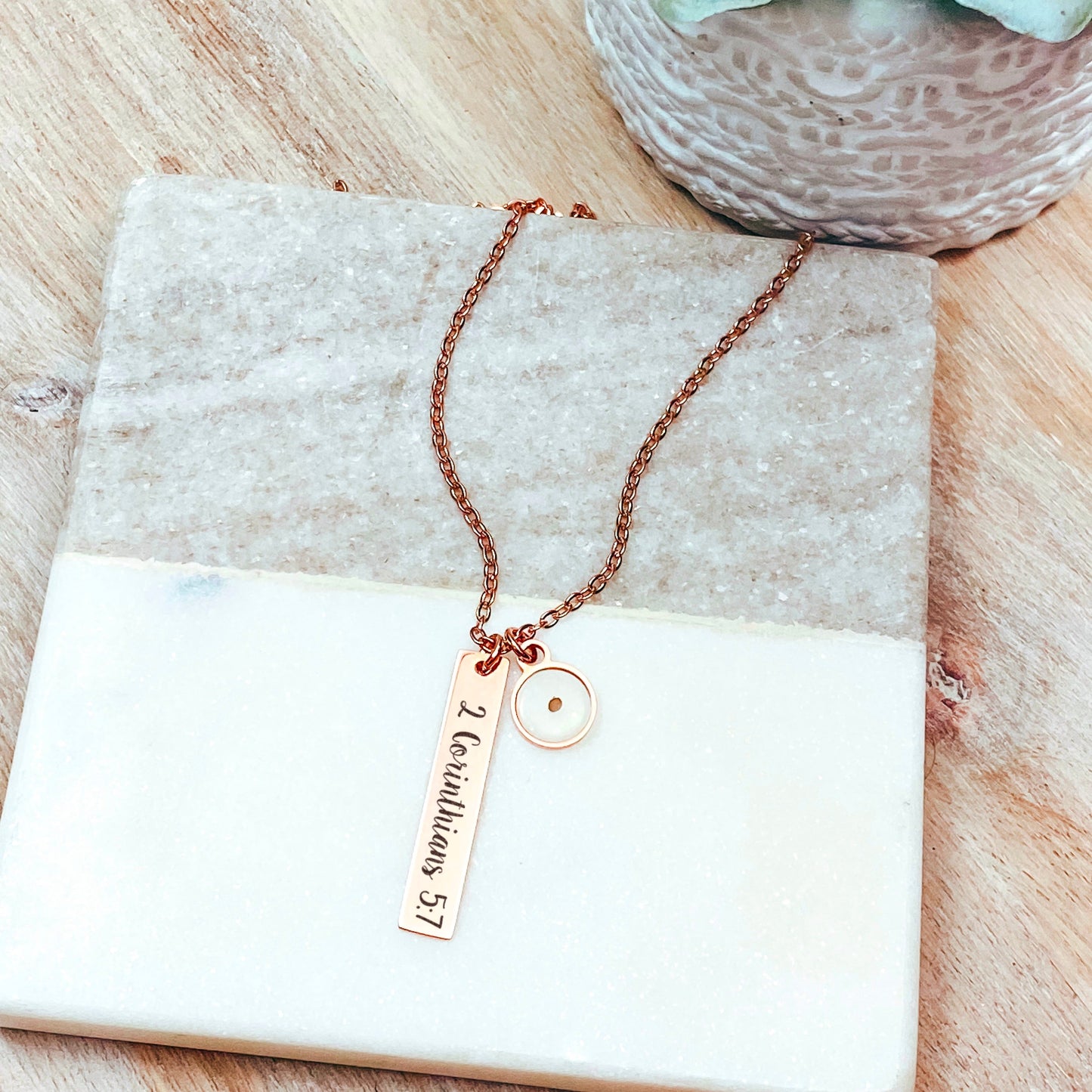 CUSTOM BIBLE VERSE + MUSTARD SEED BAR NECKLACE - Avy + Tay