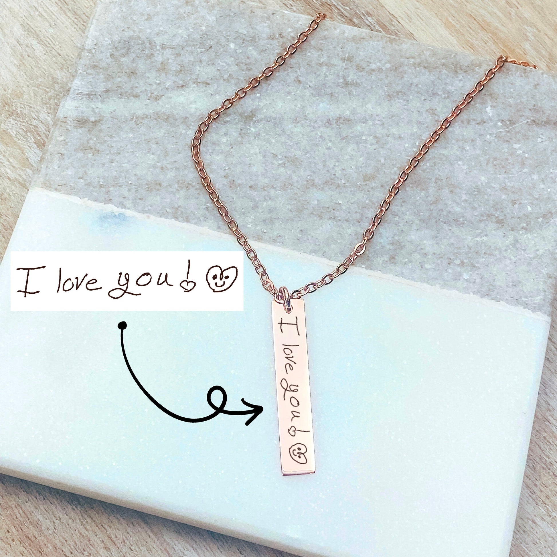 CUSTOM HANDWRITING BAR NECKLACE - Avy + Tay