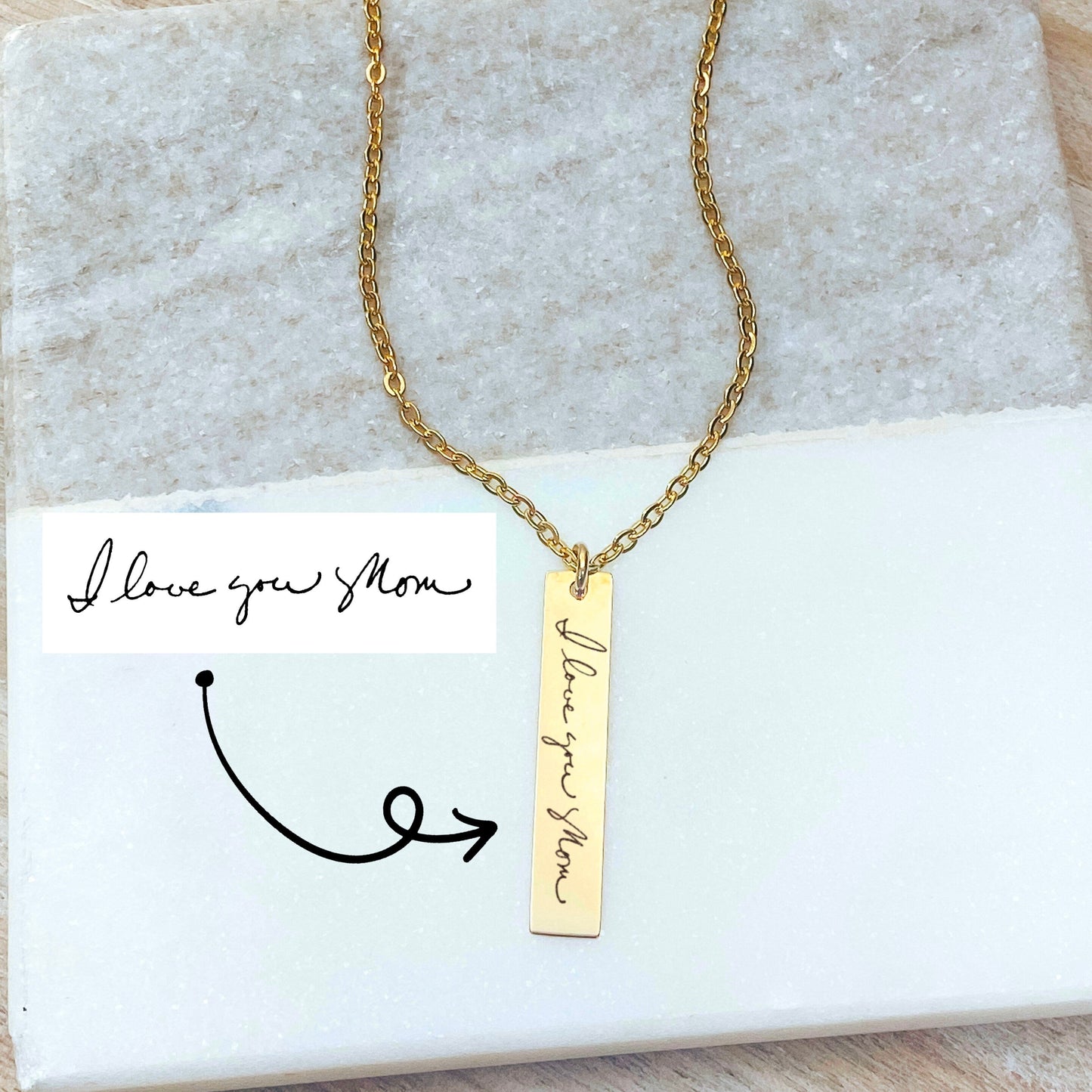 CUSTOM HANDWRITING BAR NECKLACE - Avy + Tay