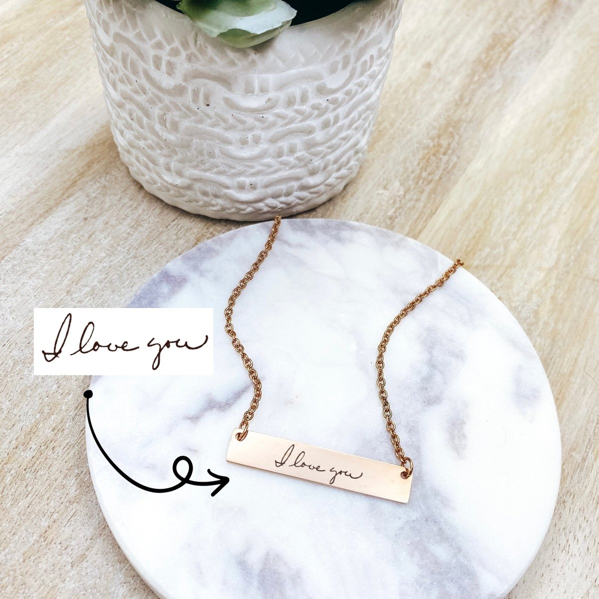 CUSTOM HANDWRITING BAR NECKLACE - Avy + Tay