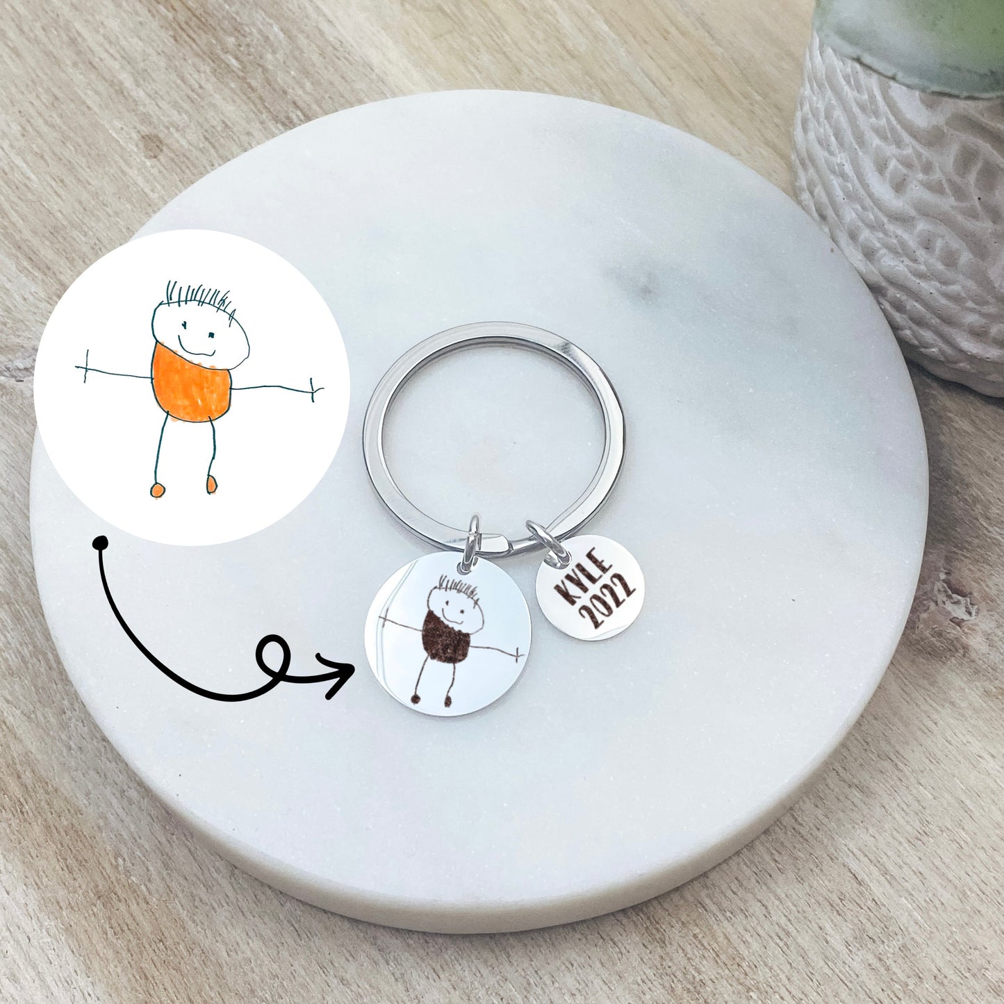 CUSTOM KID'S DRAWING KEYCHAIN - Avy + Tay