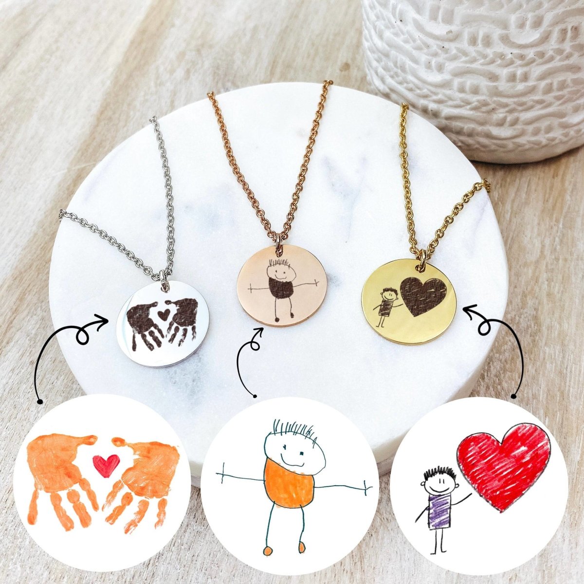 CUSTOM KID'S DRAWING NECKLACE - Avy + Tay