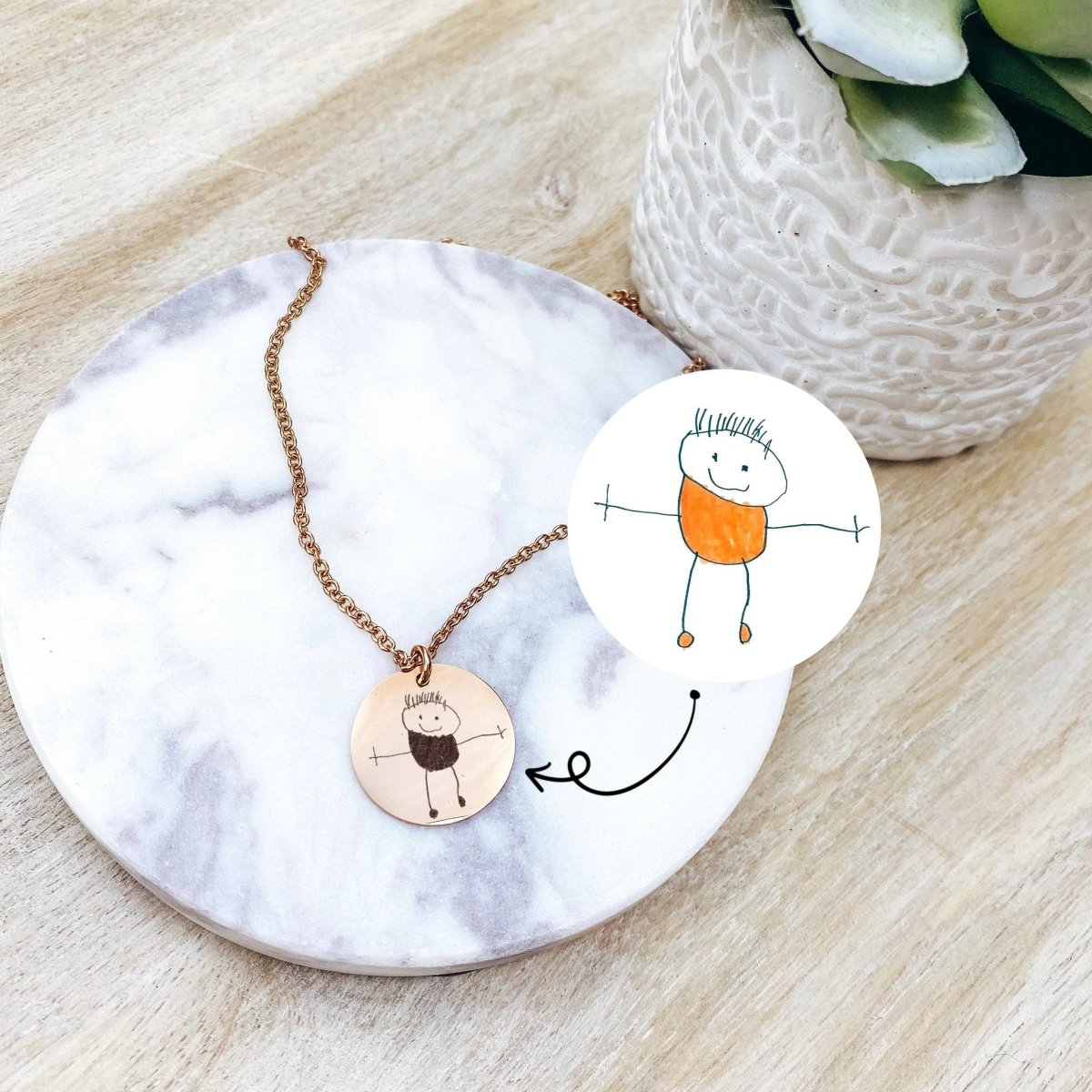 CUSTOM KID'S DRAWING NECKLACE - Avy + Tay