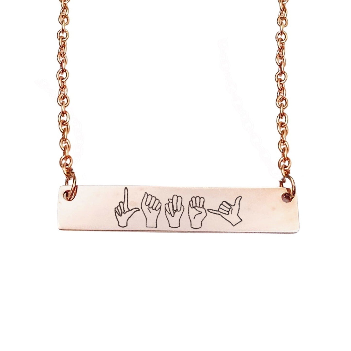 CUSTOM NAME SIGN LANGUAGE BAR NECKLACE - Avy + Tay