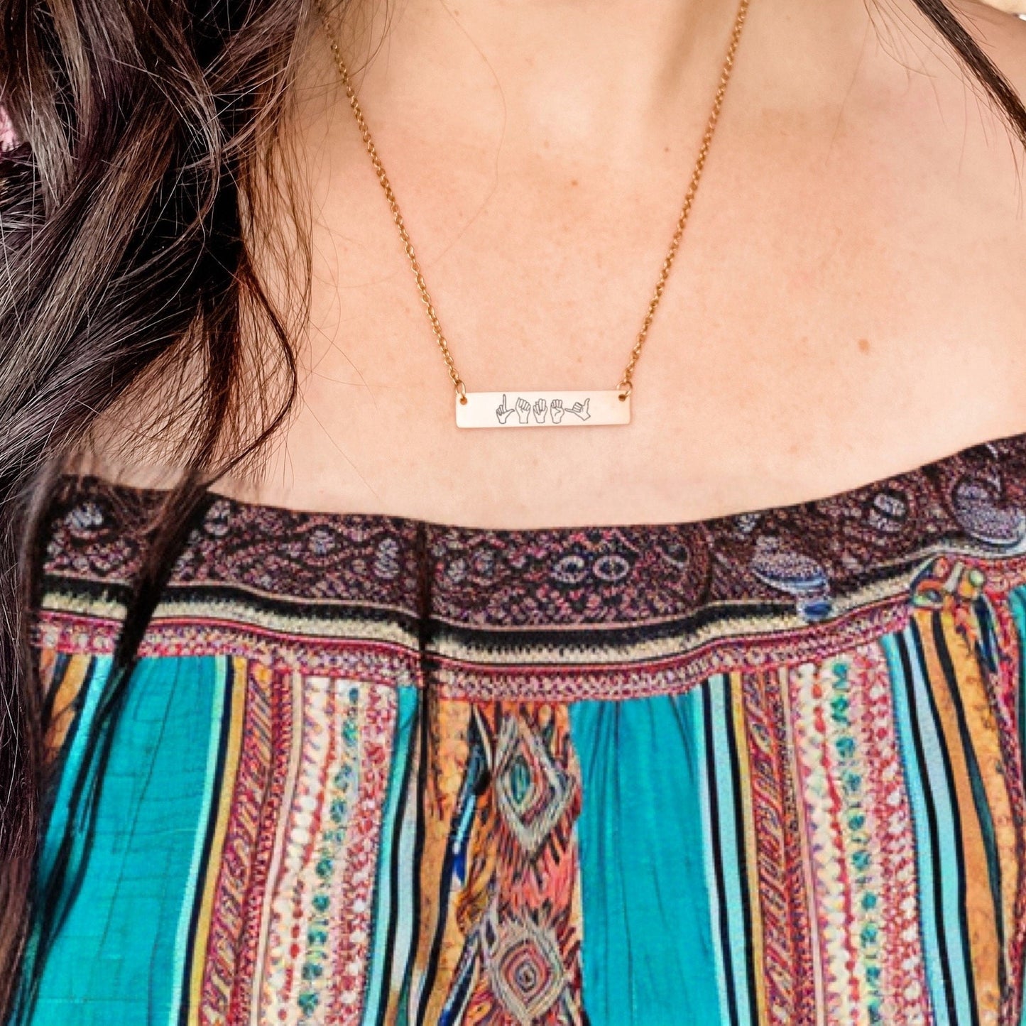 CUSTOM NAME SIGN LANGUAGE BAR NECKLACE - Avy + Tay