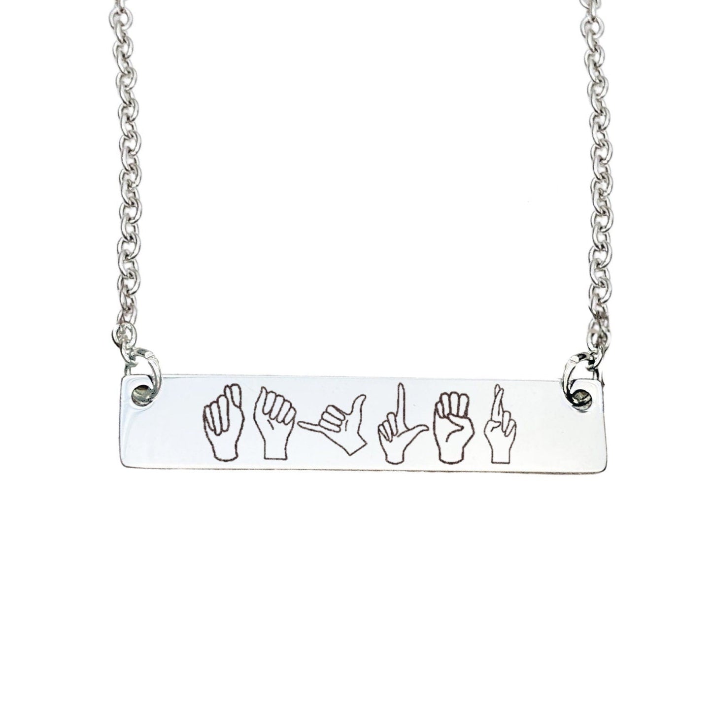 CUSTOM NAME SIGN LANGUAGE BAR NECKLACE - Avy + Tay