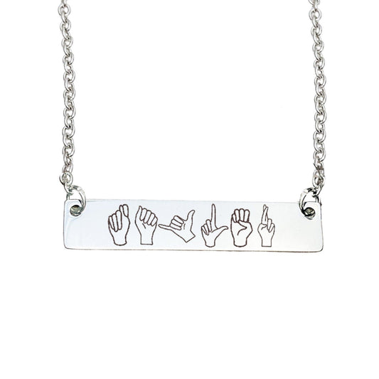 CUSTOM NAME SIGN LANGUAGE BAR NECKLACE - Avy + Tay