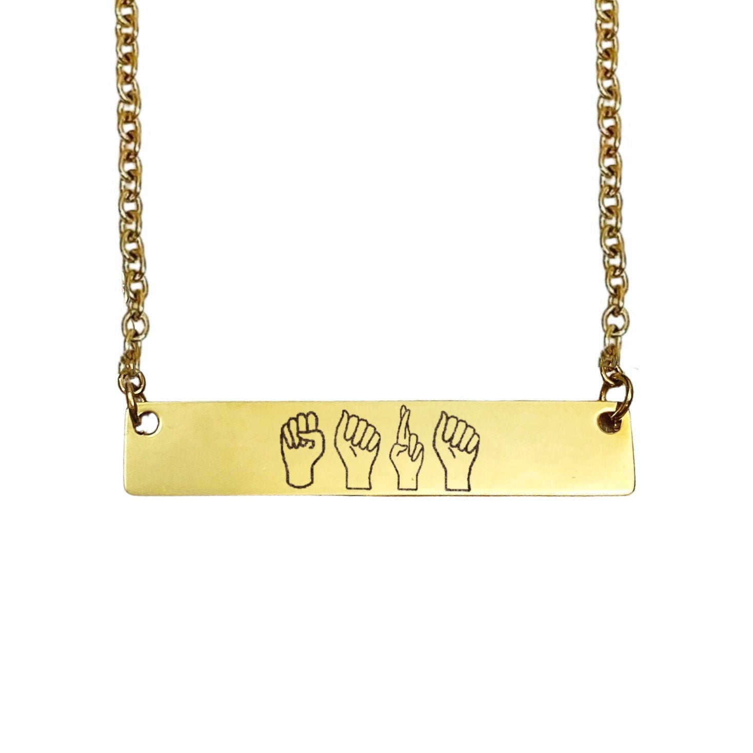 CUSTOM NAME SIGN LANGUAGE BAR NECKLACE - Avy + Tay