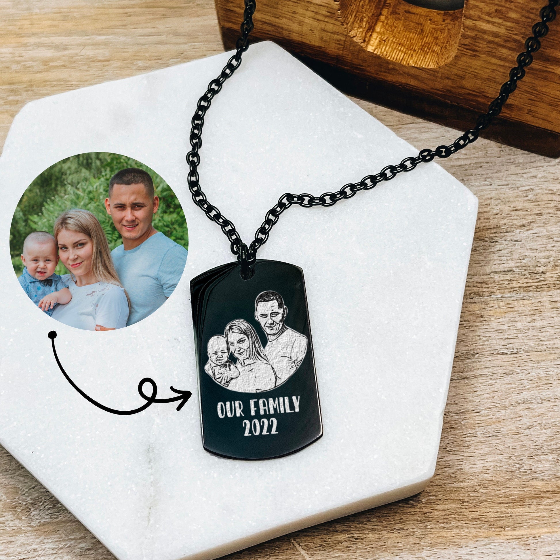 CUSTOM PORTRAIT MEN'S NECKLACE - Avy + Tay