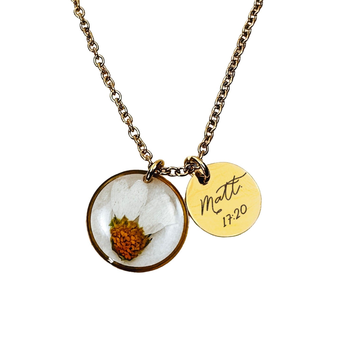 DAINTY BIBLE VERSE + REAL BIRTH FLOWER NECKLACE - Avy + Tay