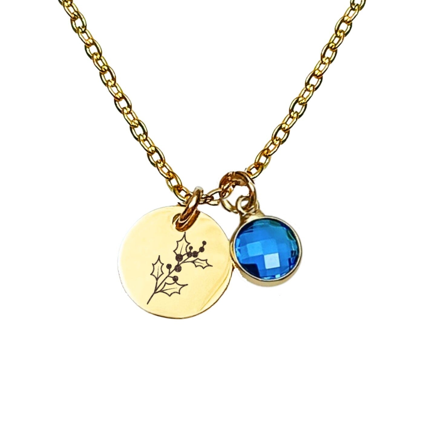 DAINTY BIRTH FLOWER + BIRTHSTONE NECKLACE - Avy + Tay