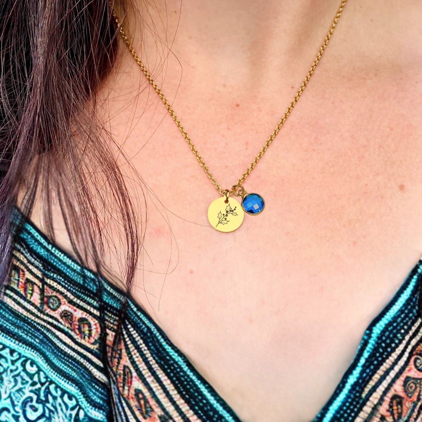 DAINTY BIRTH FLOWER + BIRTHSTONE NECKLACE - Avy + Tay