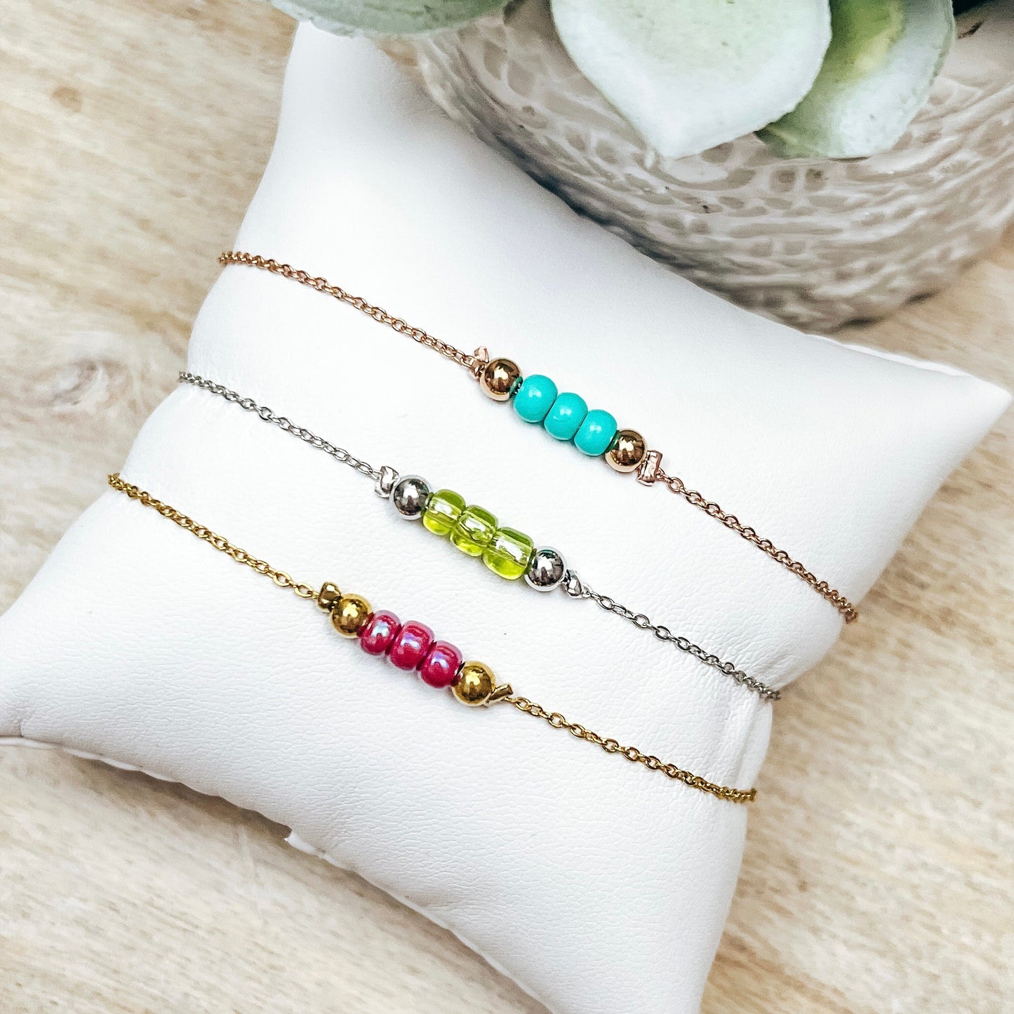 DAINTY BIRTHSTONE BEADED BRACELET - Avy + Tay