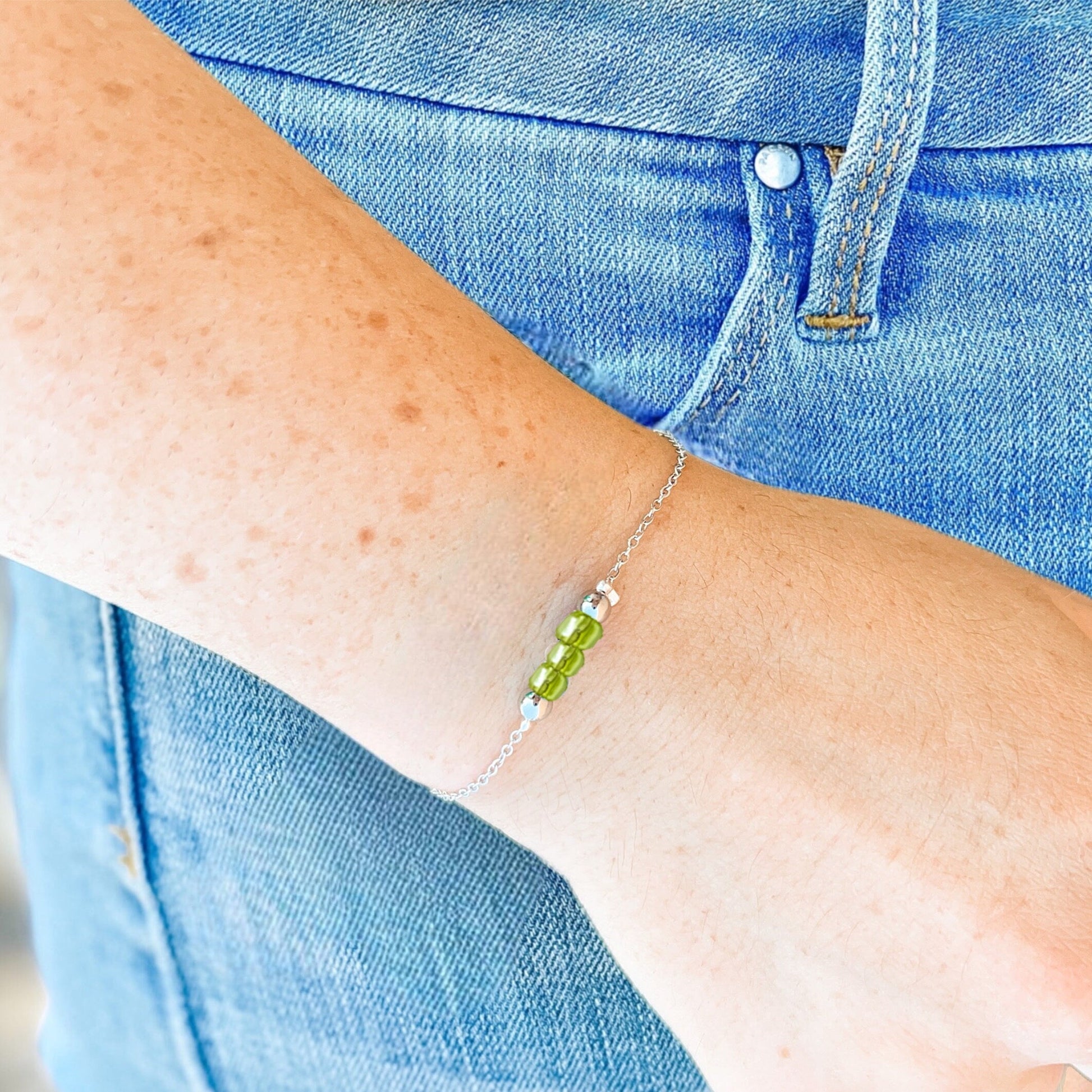 DAINTY BIRTHSTONE BEADED BRACELET - Avy + Tay