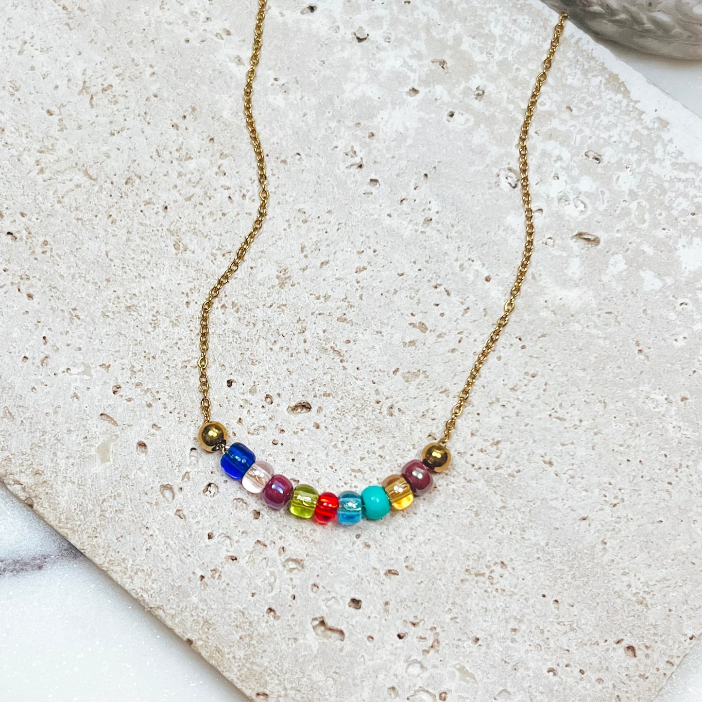 DAINTY FAMILY BIRTHSTONE BEADED NECKLACE - Avy + Tay