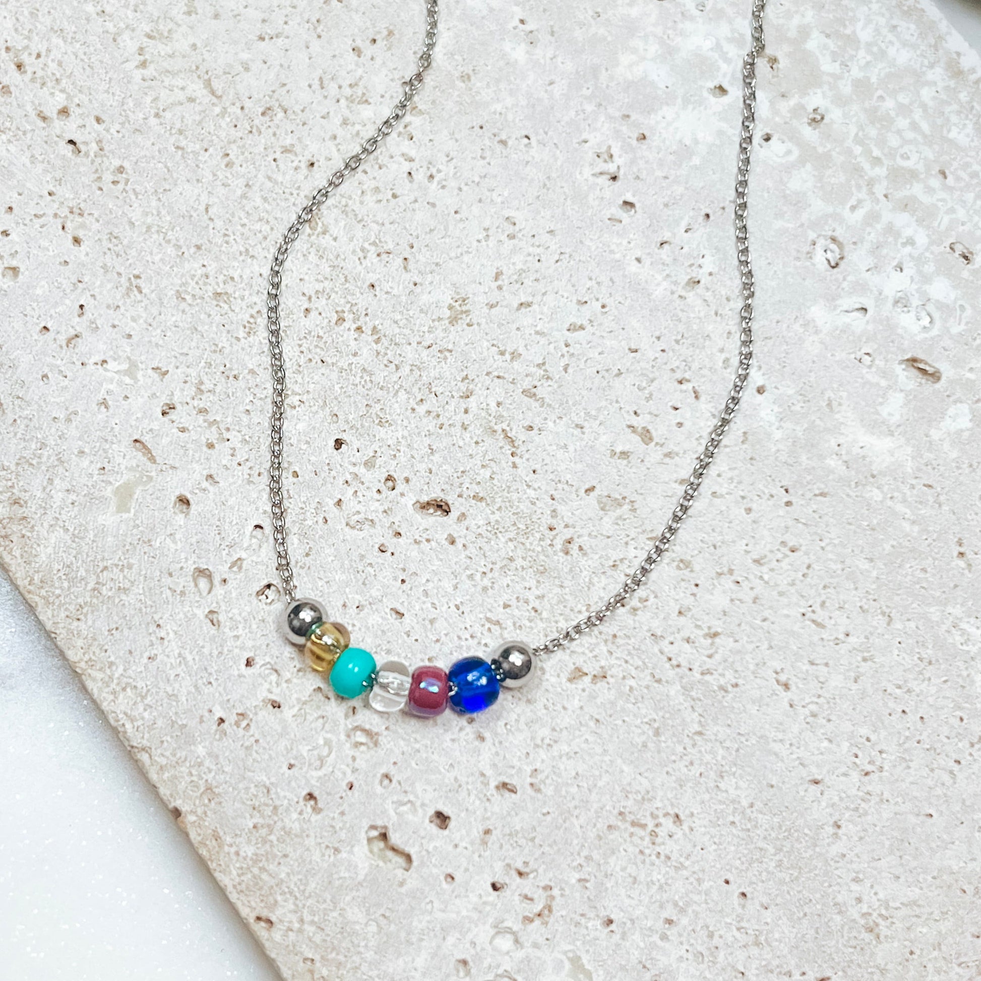 DAINTY FAMILY BIRTHSTONE BEADED NECKLACE - Avy + Tay